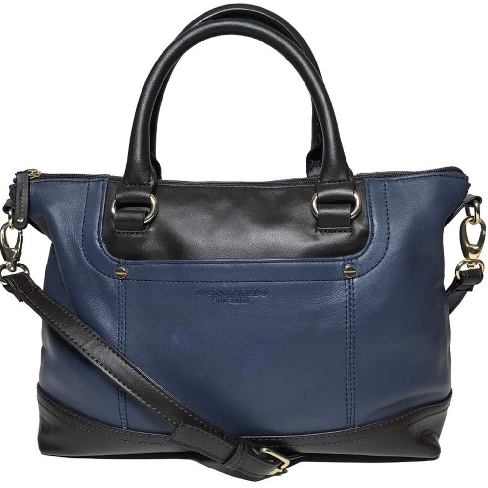 Tignanello Smooth Operator Convertible Satchel Two-Tone Leather bag